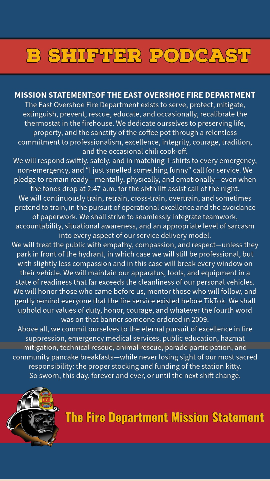 The Fire Department Mission Statement